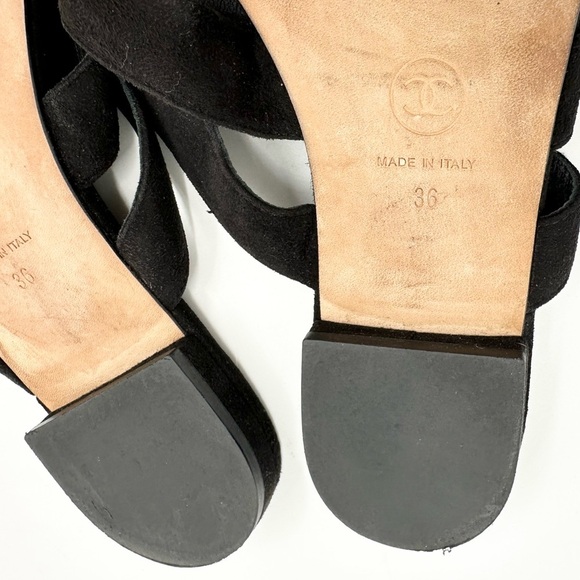 Chanel Turnlock Interlocking CC Suede Triple Strap Flat Sandals - Picture 10 of 10